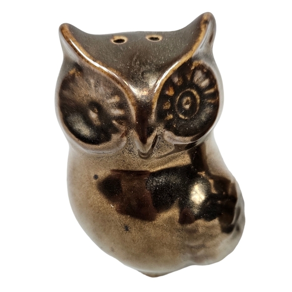 Bronze Porcelain Owl Couple‎ Salt & Pepper Shakers Set of 2 R4 - Picture 2 of 8
